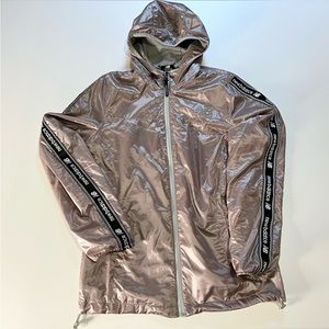 New Balance Full Zip Lilac Metallic Hooded Jacket Fully Lined Windbreaker Sz M